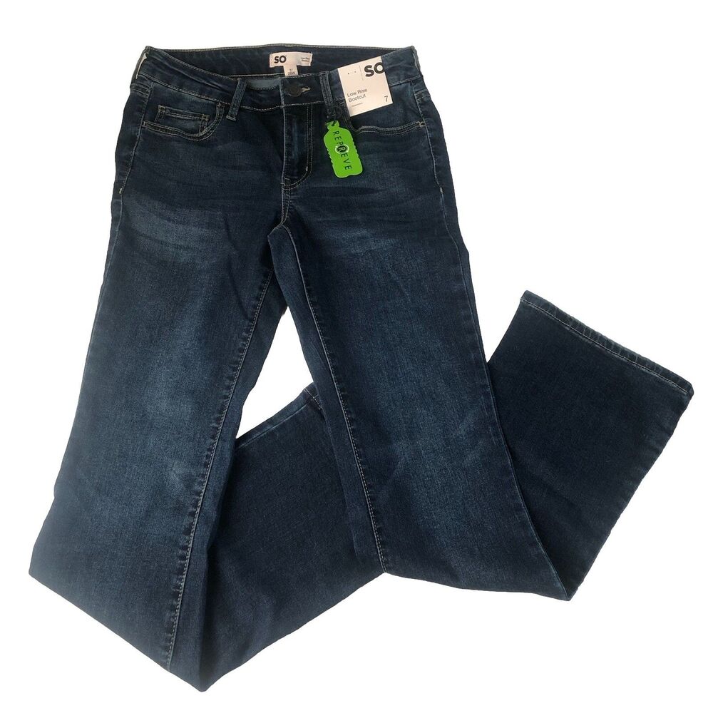 SO Juniors Low Rise Bootcut Distressed Jeans Size 7/28W NWT